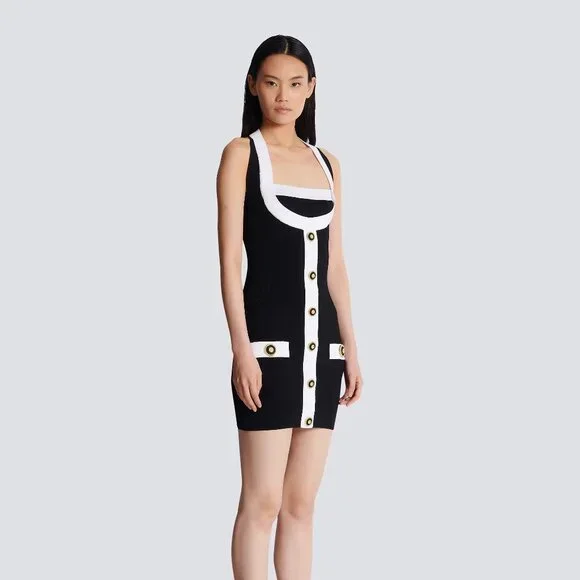 Balmain | Dresses | Balmain Twotone Halter Sz 36 | Poshmark